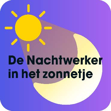 illustratie van een zonnetje en een maantje met de tekst de nachtwerker in het zonnetje
